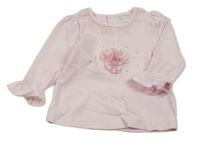 Světlerůžové triko s 3D květinami a kamínky 