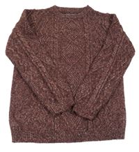 Vínový melírovaný svetr Primark