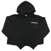 Černá crop mikina s nápisem a kapucí