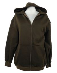 Dámská kávová propínací mikina s kapucí Shein