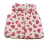 Bílá kožešinová podšitá vesta se srdíčky Max studio