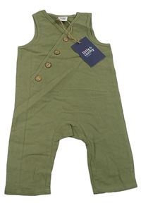Khaki overal s knoflíky 