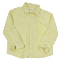 Citronovo-bílá pruhovaná lněná košile Zara