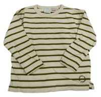 Smetanovo-khaki pruhované triko Zara