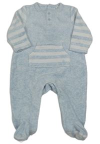 Světlemodro-pruhovaný sametový overal 