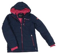 Tmavomodrá šusťáková zimní bunda s kapucí Trollkids