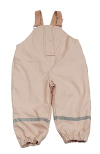 Světlerůžové nepromokavé zateplené laclové kalhoty Lupilu