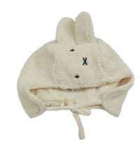 Smetanová huňatá podšitá čepice na zavazování - Miffi H&M