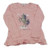 Světlerůžová tunika s jednorožcem a volánkem Topolino