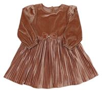 Starorůžové sametové šaty s plisovanou sukní Dunnes