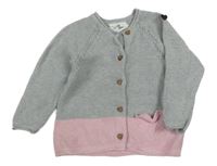 Šedo-růžový propínací svetr Topolino