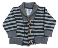 Šedo-tmavomodrá pruhovaná propínací mikina Next