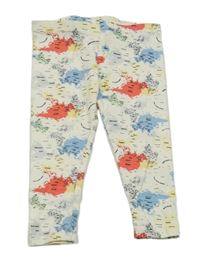 Bílo-barevné vzorované legíny 