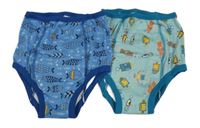 Nové - 2x absorbční slipy s obrázky - mentolové + modré 