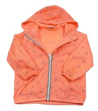 Neonově oranžová šusťáková jarní bunda s palmami a kapucí Next