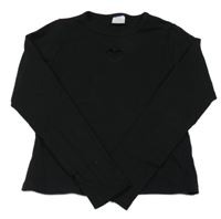 Černé žebrované crop triko se srdíčkem ZARA