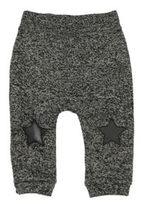 Šedo-černé melírované pletené tepláky s hvězdami Pep&Co