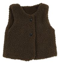 Hnědá huňatá podšitá vesta 