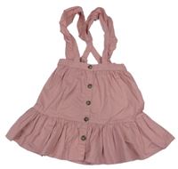 Růžová plátěná sukně s kšandami H&M