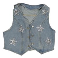 Světlemodrá riflová vesta s hvězdami z kamínků Shein