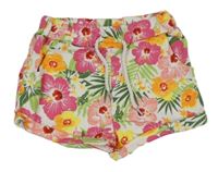 Bílo-barevné květované teplákové kraťasy Dunnes