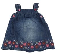 Tmavomodré riflové laclové šaty s kytičkami Cherokee