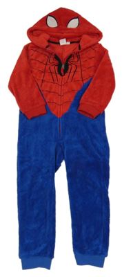 Červeno-modrá chlupatá kombinéza s kapucí - Spiderman Marvel