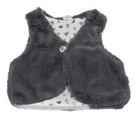 Tmavošedá kožešinová podšitá vesta H&M