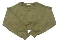 Khaki crop mikina s nápisem Matalan 