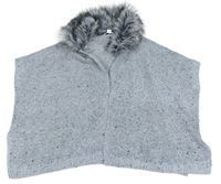 Šedý svetrový cardigan s kožíškem Primark