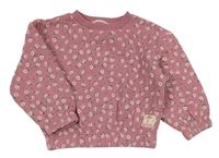 Růžová pruhovaná mikina s kytičkami zn. Primark