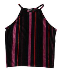 Barevný pruhovaný sametový crop top New Loook
