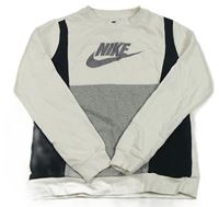 Bílo-černo-šedá mikina s logem Nike