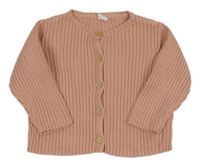 Světlerůžový žebrovaný propínací svetr H&M