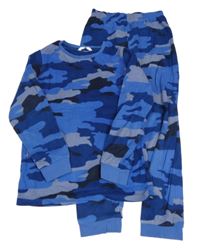 Modro-tmavomodré army fleecové pyžamo zn. M&S