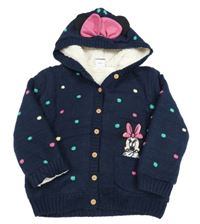 Tmavomodrý propínací zateplený svetr s Minnií a kapucí George 