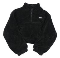 Černá chlupatá crop mikina Shein 