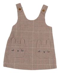 Šedo-světlerůžové kostkované vlněné šaty se zajíčky Next