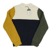 Nové - Tmavomodro-khaki-okrový svetr Primark