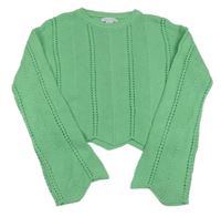 Zelený ažurový crop svetr Primark 