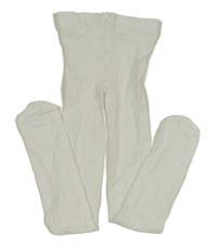 Bílé silonové punčocháče s motýly