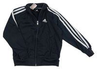 Tmavomodrá sportovní funkční propínací mikina s pruhy Adidas 