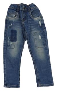 Modré rifle s nášivkami a prošoupáním Chicco