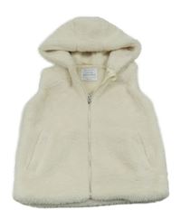 Smetanová kožešinová podšitá vesta s kapucí Primark