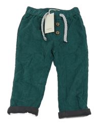 Nové - Tmavozelené manšestrové podšité kalhoty Lupilu 