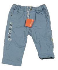 Nové - Modrošedé plátěné podšité kalhoty Du Pareil 