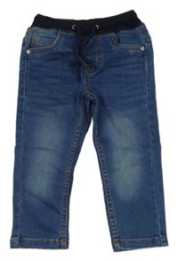 Tmavomodré teplákové rifle s gumovým pasem Blue Seven