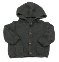 Šedý propínací svetr s kapucí Next