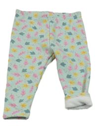 Světlemodré zateplené legíny s lístky Orsolino 