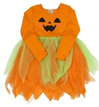 Kostým - Oranžovo-zelené šaty - dýně 